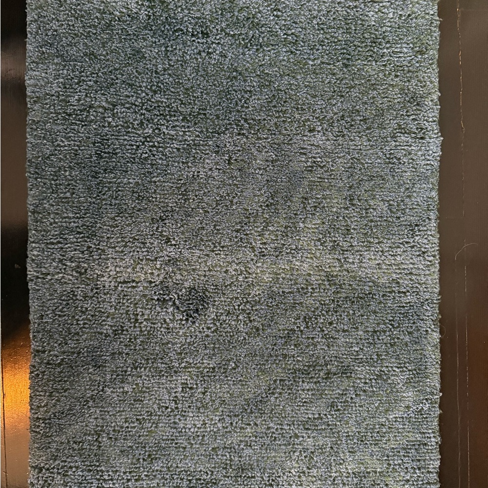 (2) Plush Blue Hand-Knotted Doormats. Wool